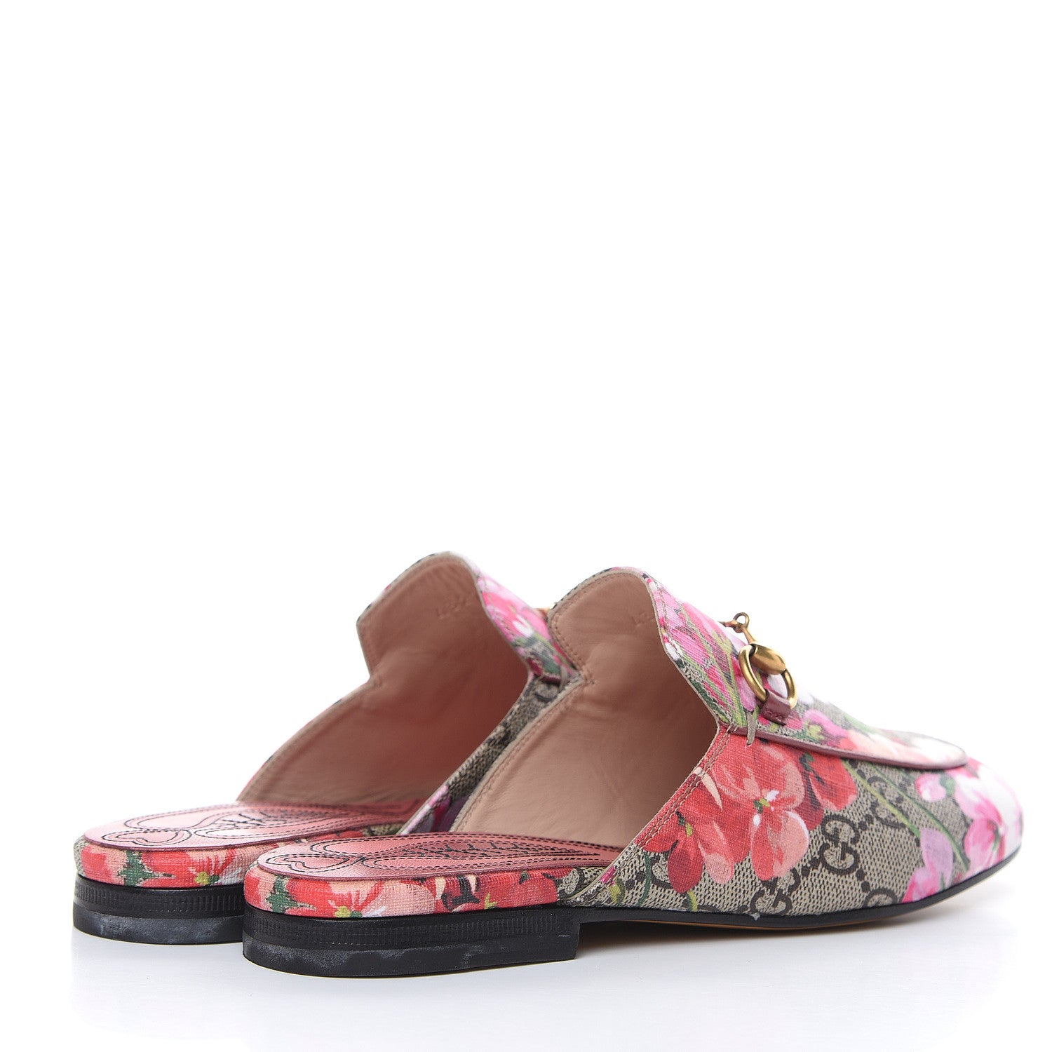 Gucci GG Supreme Monogram Blooms Womens Princetown Slippers 35 Beige Multicolor Dry Rose 4 of 8