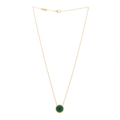 Van Cleef & Arpels 18K Yellow Gold Malachite Perlee Couleurs Pendant Necklace 4 of 7