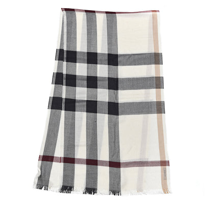 Burberry Cashmere Silk House Check Scarf Ivory 3 of 6