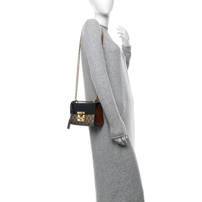 Gucci GG Supreme Monogram Calfskin Small Padlock Shoulder Bag Beige Black Cuir 2 of 14