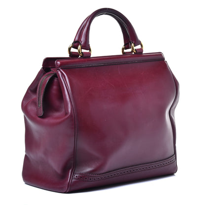 Gucci Calfskin Duilio Brogue Top Handle Bag Burgundy 3 of 11