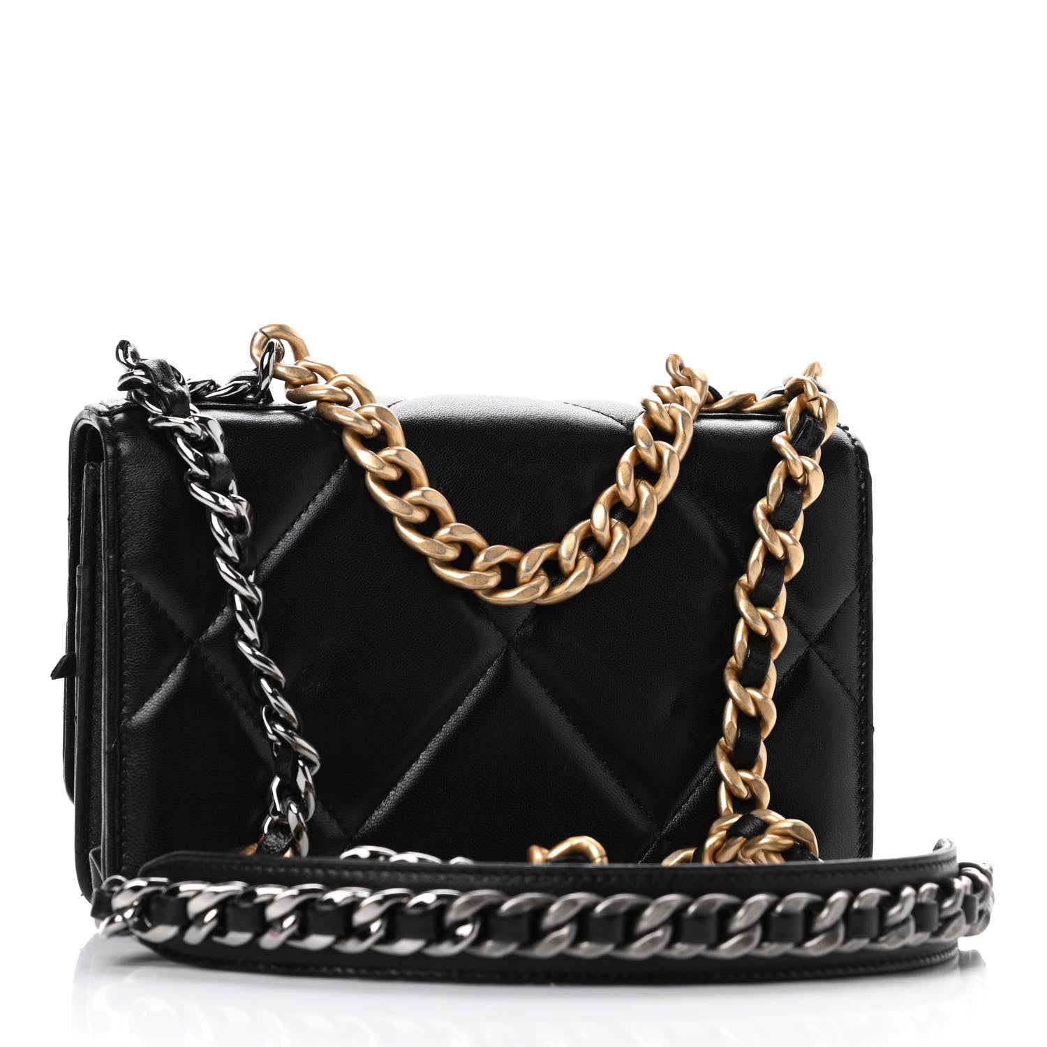 Chanel Lambskin Quilted Chanel 19 Wallet On Chain WOC Black 2 of 5