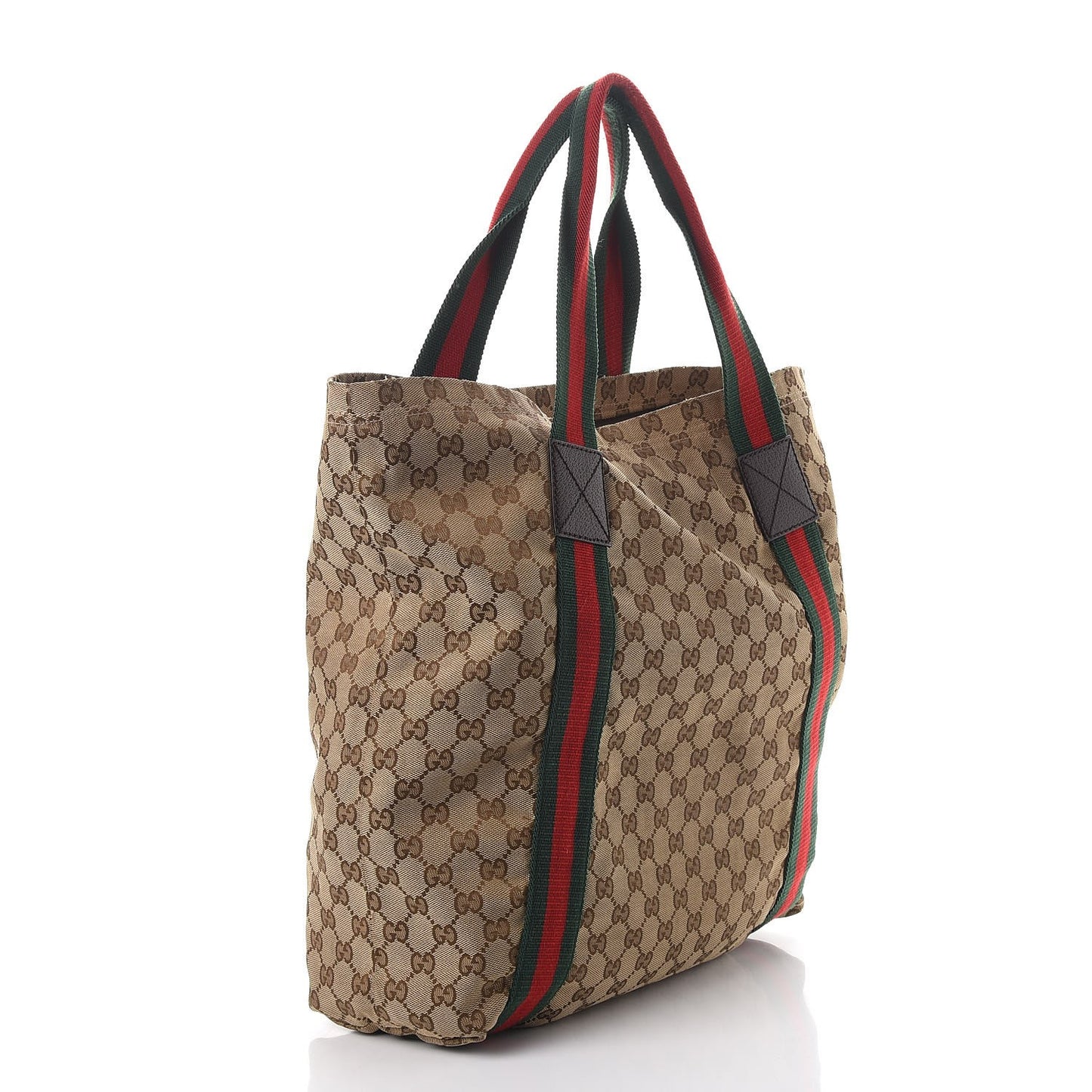 GG Monogram Medium Web Handle Vertical Tote Bag Dark Brown
