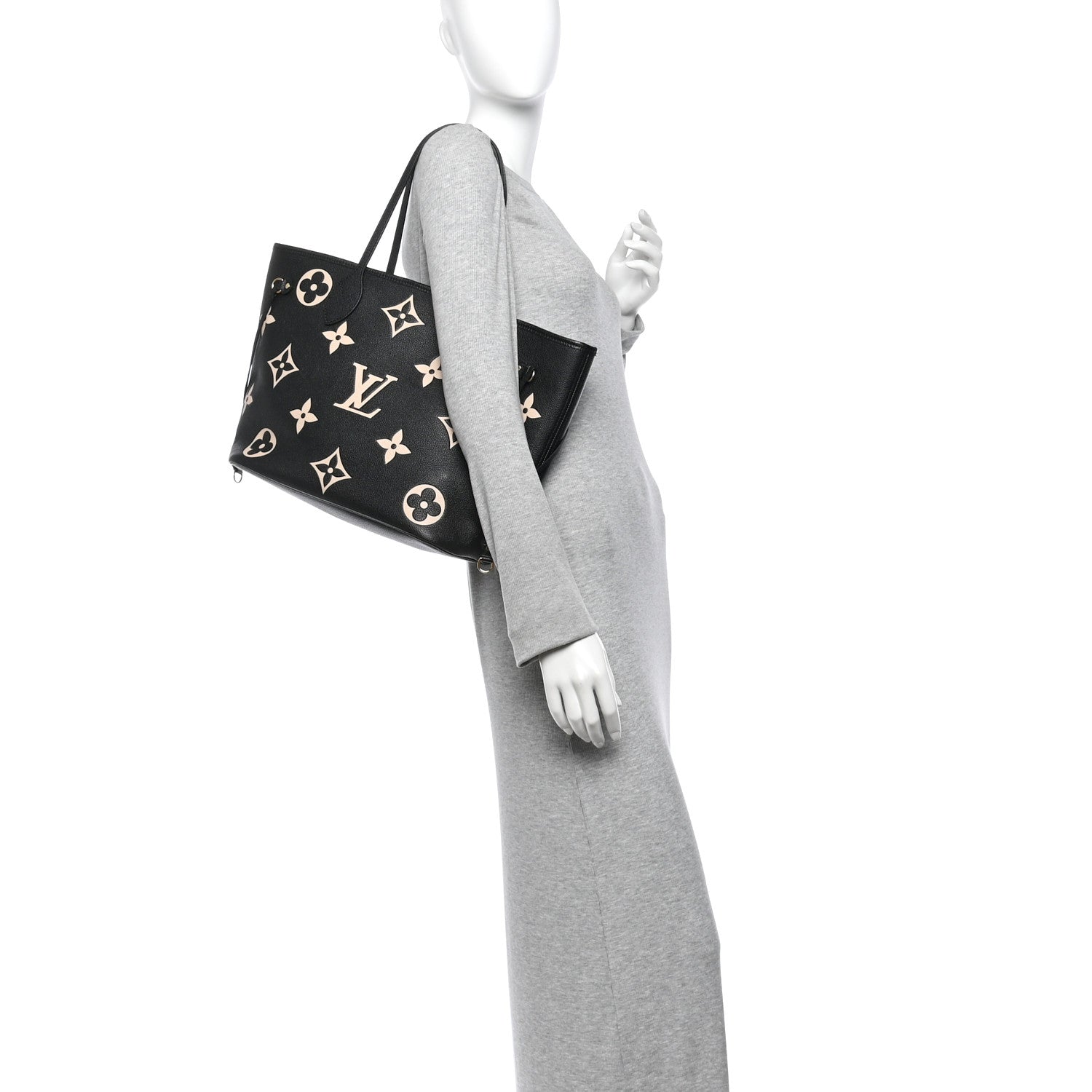 Louis Vuitton Empreinte Monogram Giant Neverfull MM Black Beige 2 of 10