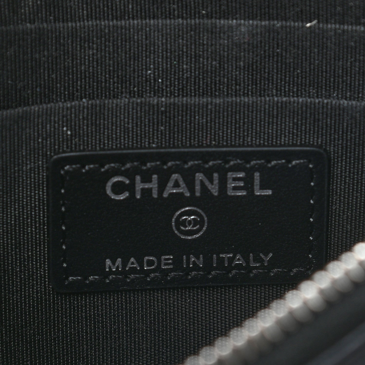 Chanel Goatskin Camellia Embossed Zip Pouch Black 7 of 9