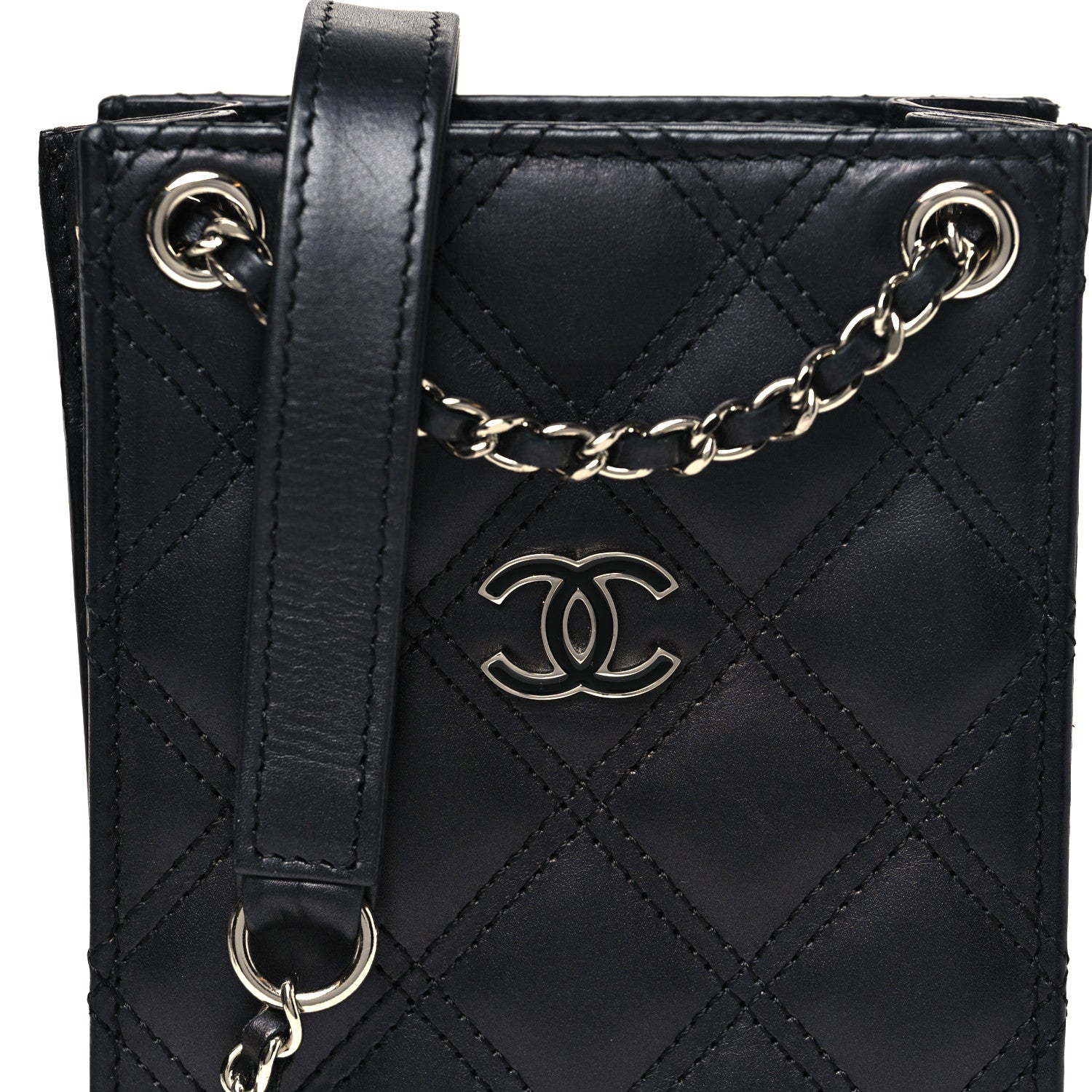 Chanel Calfskin Quilted Crossbody CC Phone Holder Black 8 of 10