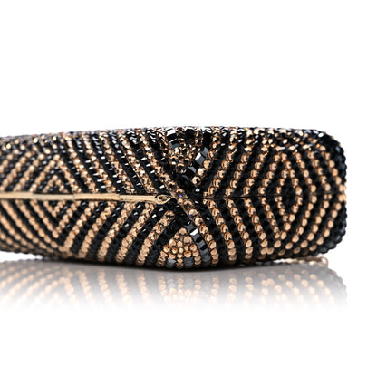 Judith Leiber Swarovski Crystal Minaudiere Clutch Black Gold 7 of 9