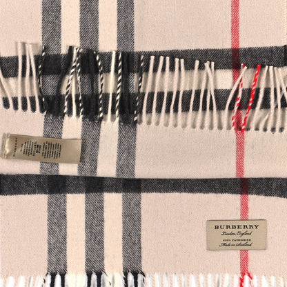 Burberry Cashmere Giant Check Fringe Scarf Stone 3 of 3