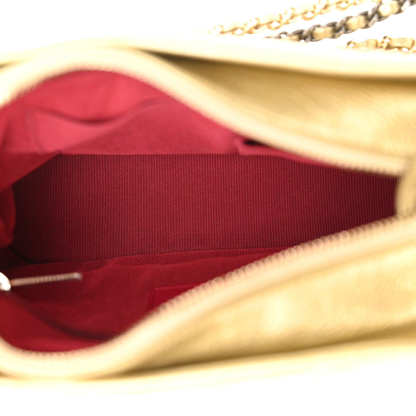 Metallic Aged Calfskin Quilted Small Gabrielle Hobo Gold