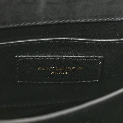 Saint Laurent Nubuk Crocodile Embossed Mini Classic Monogram Cassandra Top Handle Black 7 of 10