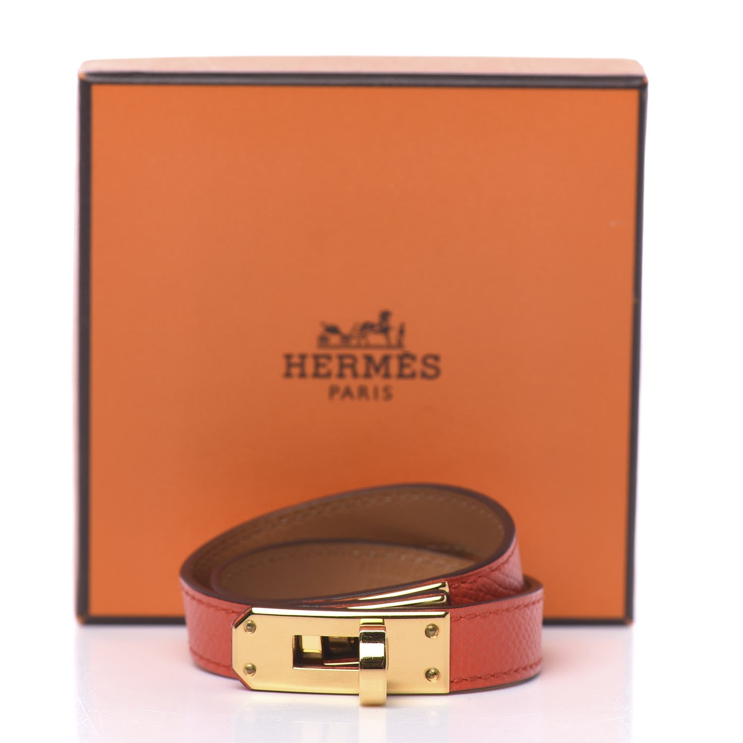 Hermes Epsom Kelly Double Tour Bracelet XS Rose Jaipur 6 of 6