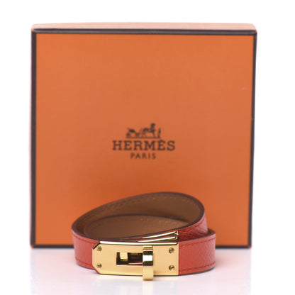 Hermes Epsom Kelly Double Tour Bracelet XS Rose Jaipur 6 of 6
