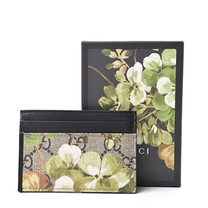 Gucci GG Supreme Monogram Blooms Card Holder Beige New Military Black 6 of 6