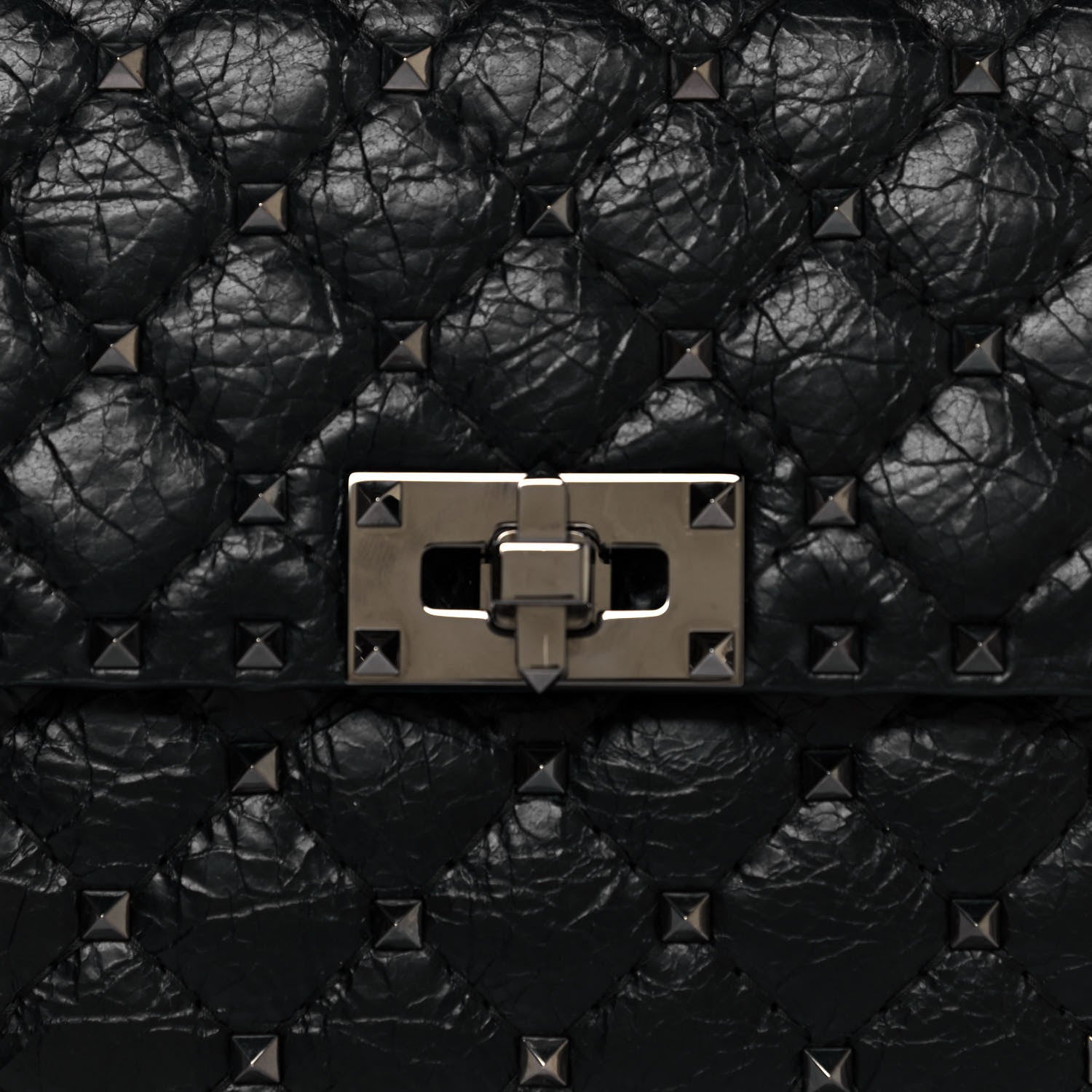 Valentino Garavani Craquele Nappa Medium Rockstud Spike Shoulder Bag Black 7 of 11
