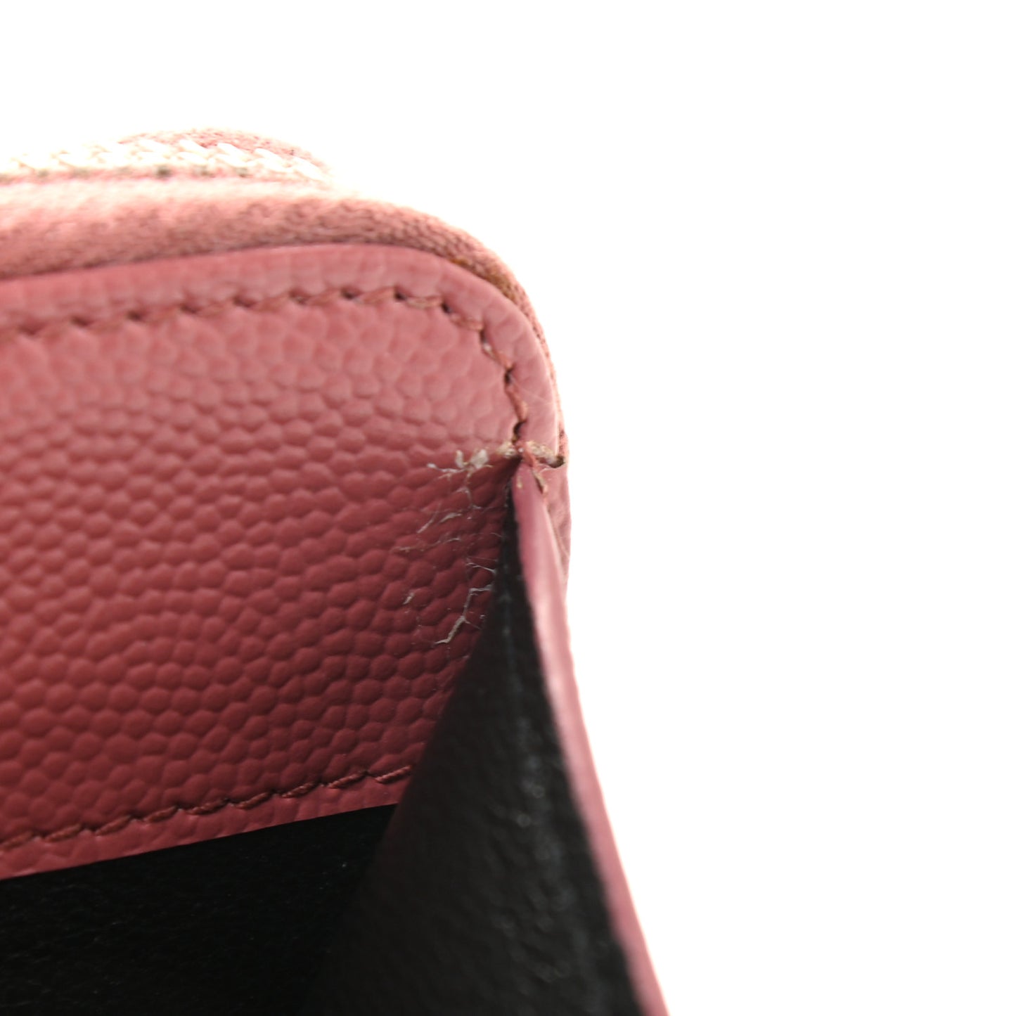 Grain De Poudre Matelasse Chevron Monogram Compact Zip Around Wallet Dark Rose