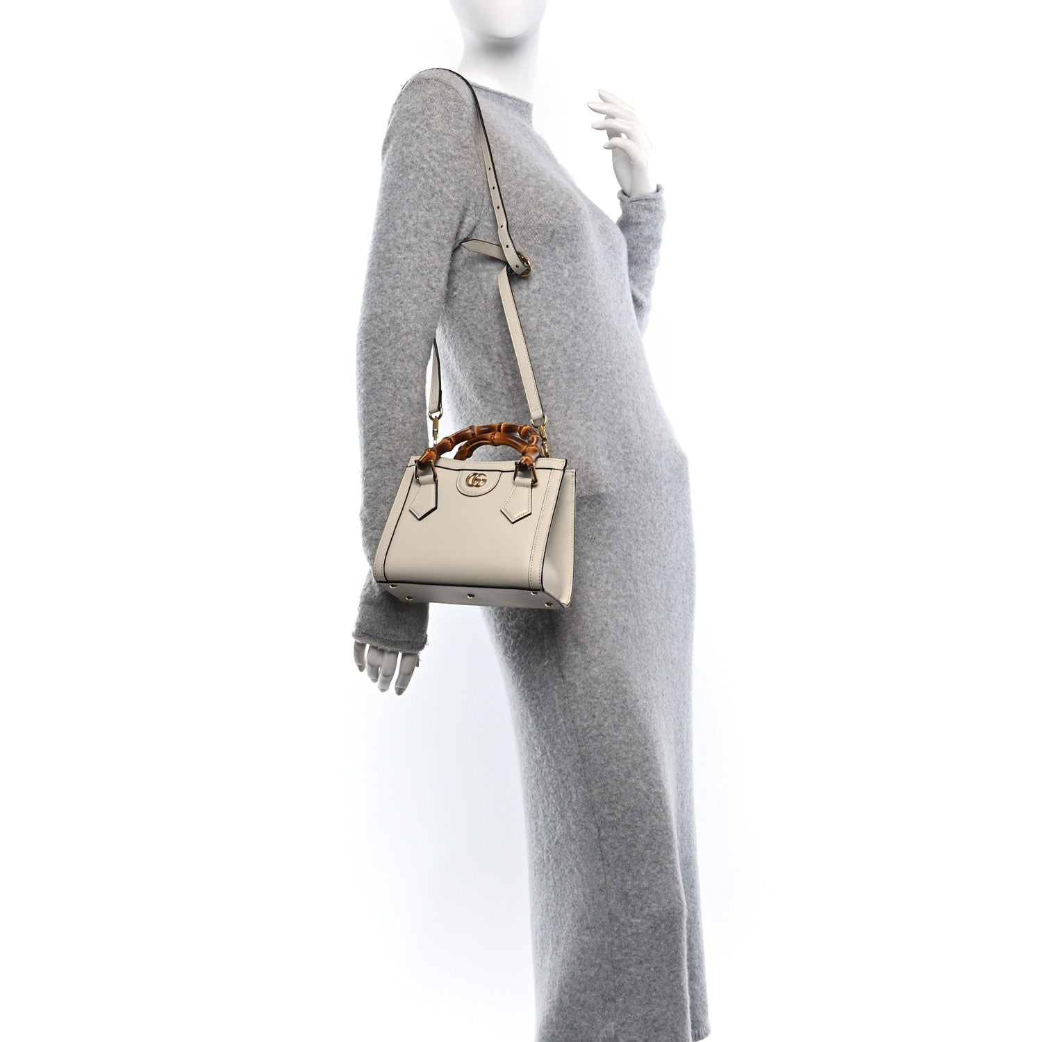 Gucci Wonka Grain Calfskin Mini Diana Tote Bag Mystic White 2 of 13