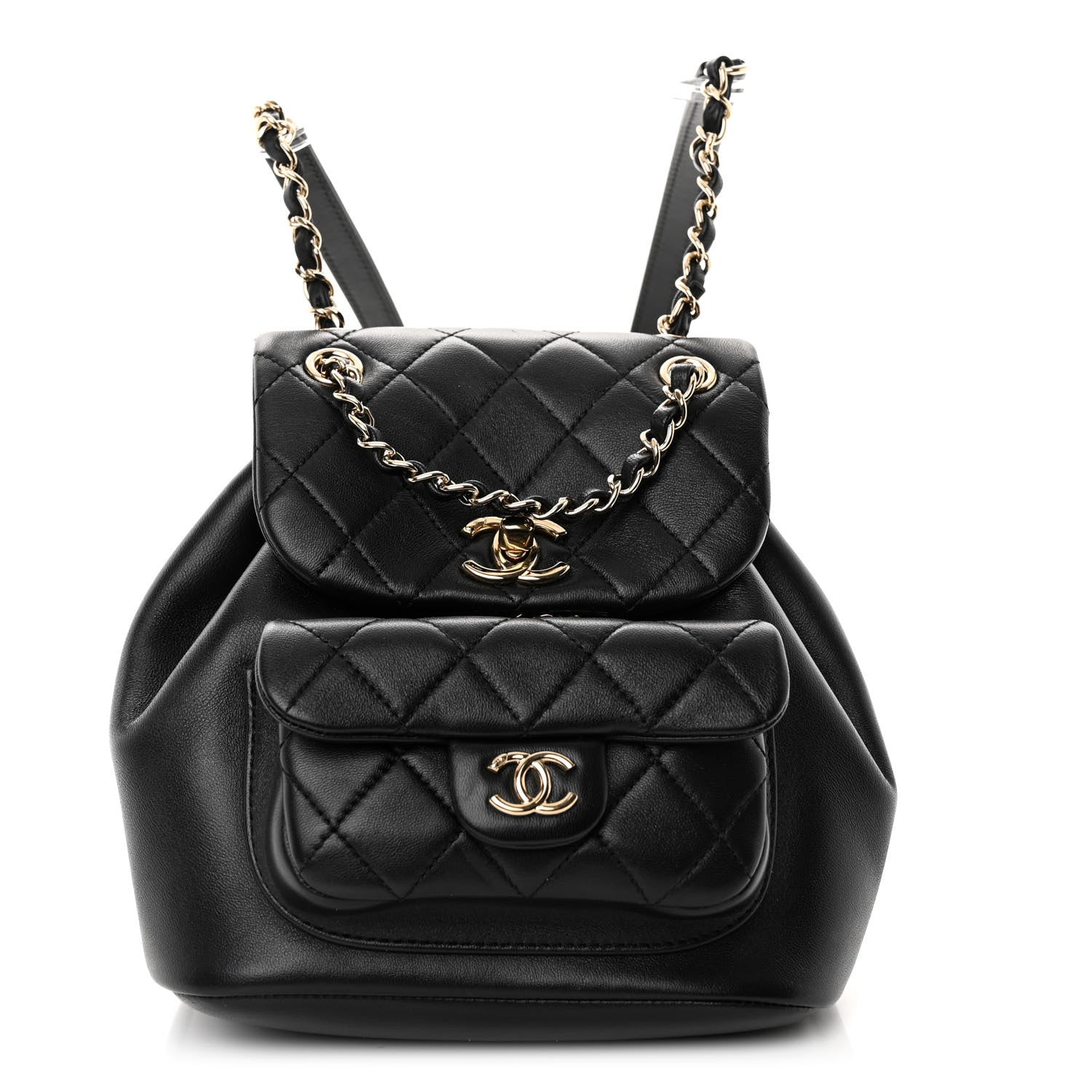 Chanel Lambskin Quilted Small Duma Drawstring Backpack Black 1 of 10