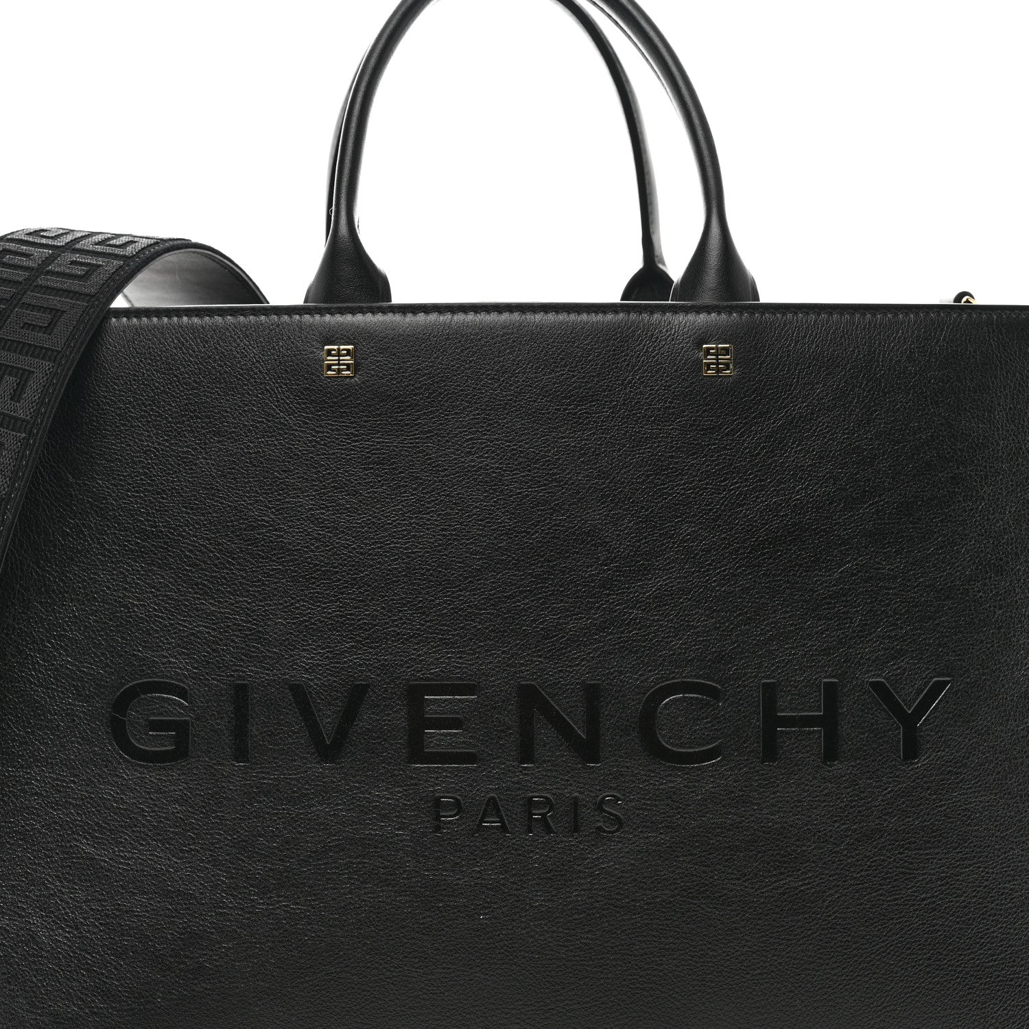 Givenchy Tumbled Calfskin Logo Embossed Medium G-Tote Black 5 of 9