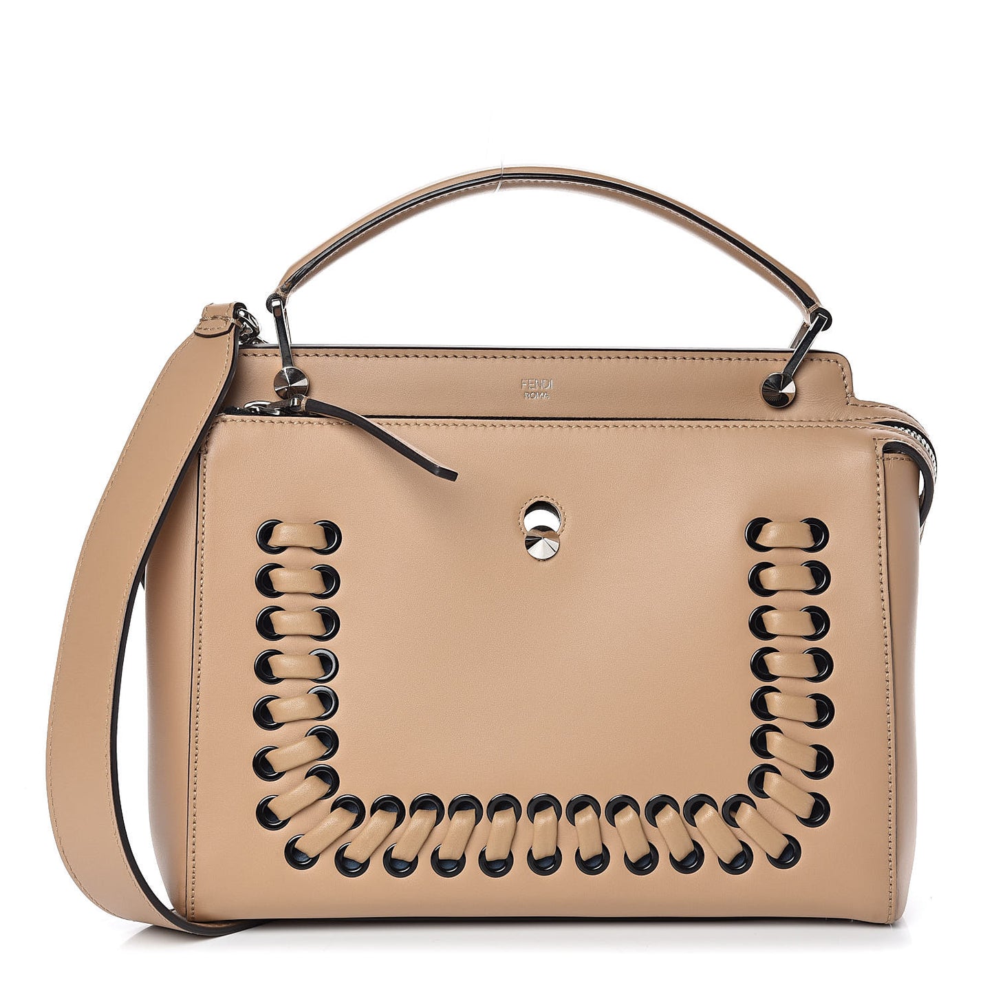 Vitello Baltico Dolce Shiny Nappa Lace Up DotCom Satchel Cuoio Ceruleo