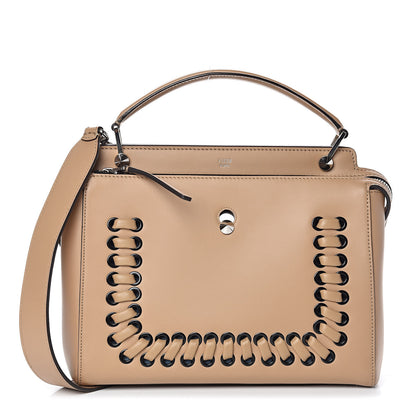 Fendi Vitello Baltico Dolce Shiny Nappa Lace Up DotCom Satchel Cuoio Ceruleo 1 of 10