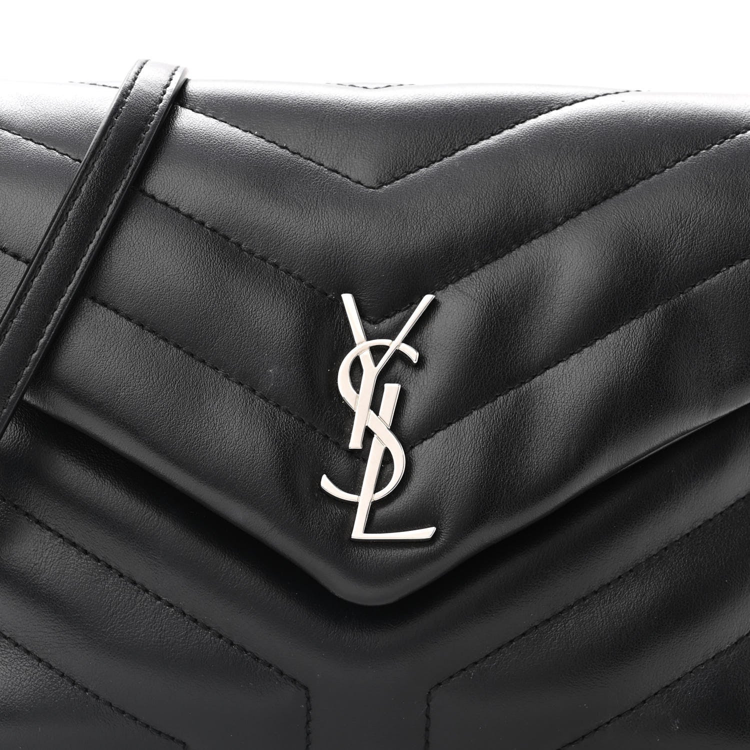 Saint Laurent Calfskin Y Quilted Monogram Toy Loulou Crossbody Bag Black 7 of 9