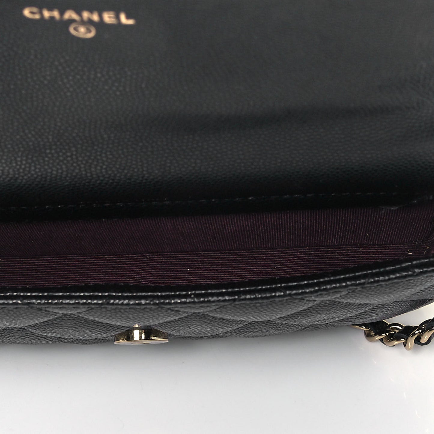 Caviar Quilted Flap Phone Holder With Chain Black