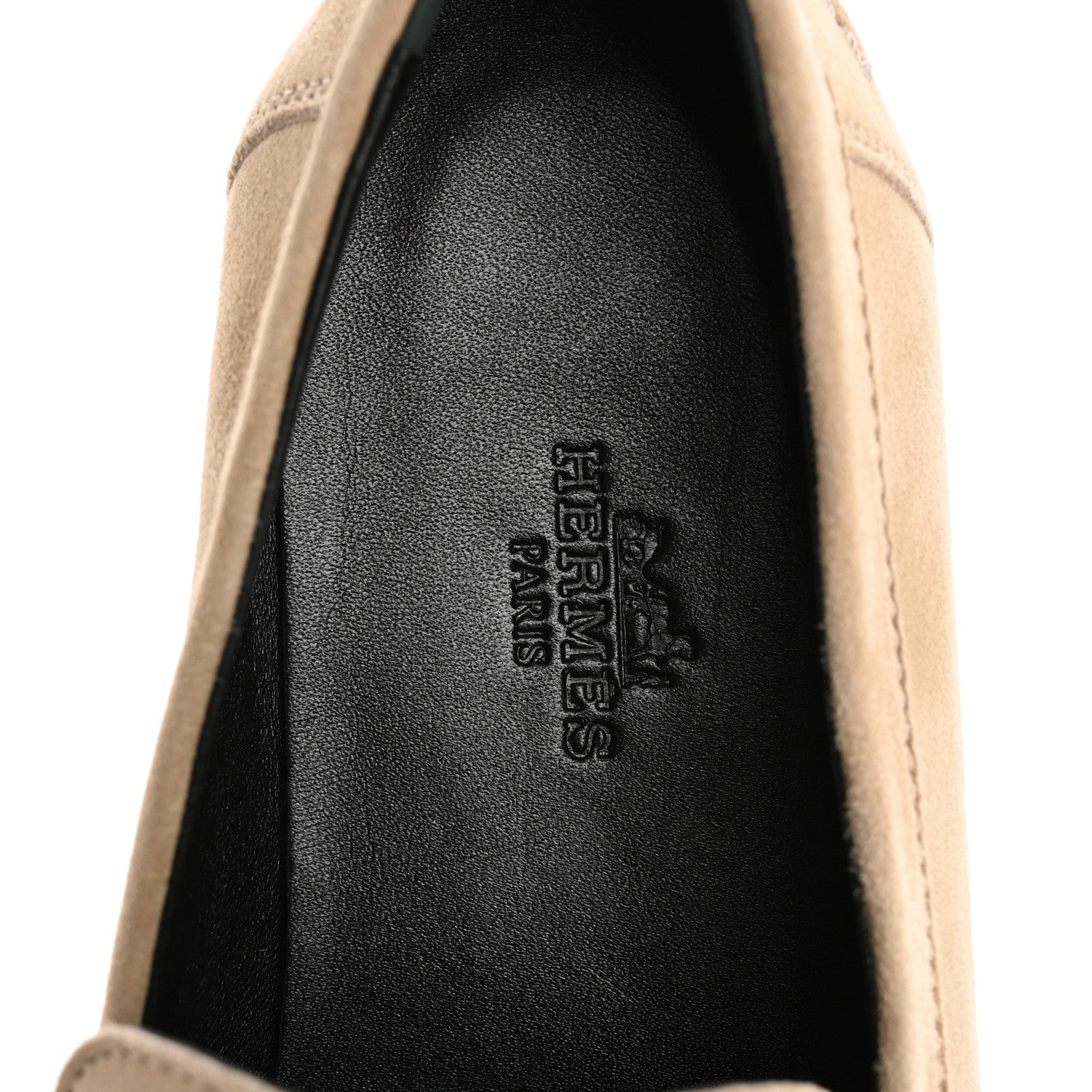 Hermes Suede Goatskin Womens Destin Loafers 36 Beige Argile 7 of 10