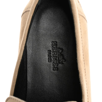 Hermes Suede Goatskin Womens Destin Loafers 36 Beige Argile 7 of 10