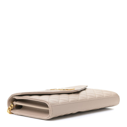 Saint Laurent Grain De Poudre Mixed Matelasse Triquilt Monogram Chain Wallet Dark Beige 6 of 11