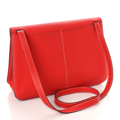 Hermes Taurillon Clemence Verso Halzan 31 GM Rouge Casaque Vermillion 3 of 8