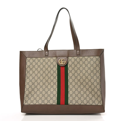 Gucci GG Supreme Monogram Web Ophidia Tote Brown 3 of 9