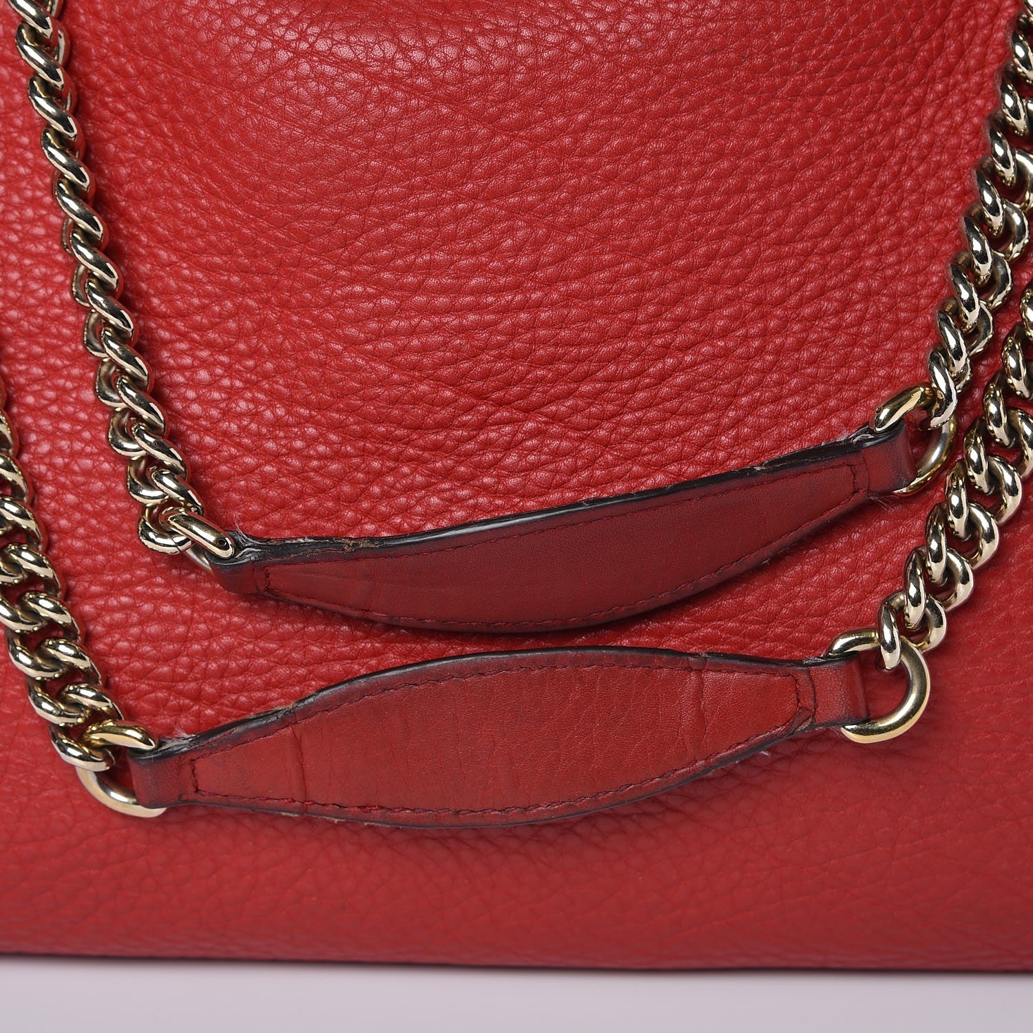 Gucci Pebbled Calfskin Medium Soho Chain Shoulder Bag Tabasco Red 11 of 17