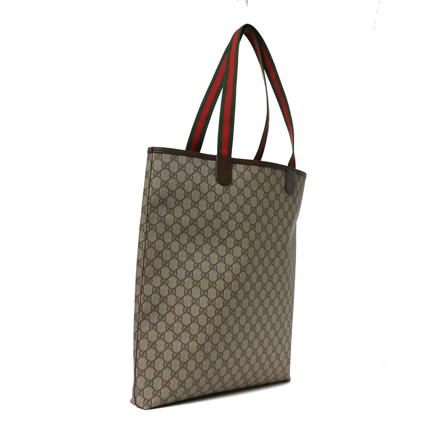 Gucci GG Supreme Monogram Web Large Ophidia Vertical  Front Pocket Shopping Tote Brown 3 of 10