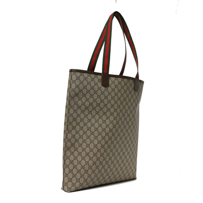 Gucci GG Supreme Monogram Web Large Ophidia Vertical  Front Pocket Shopping Tote Brown 3 of 10