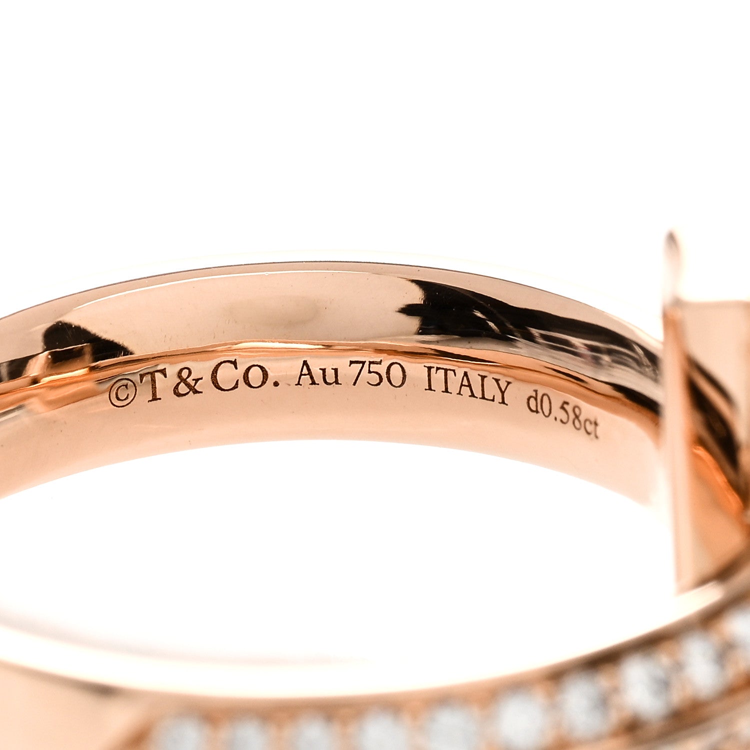 Tiffany 18K Rose Gold Diamond Wide T T1 Ring 54 7 3 of 3