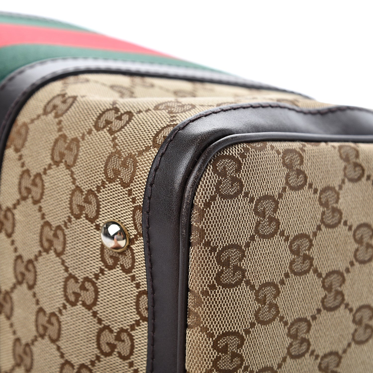 Gucci Monogram Vintage Web Medium Boston Dark Brown 14 of 21
