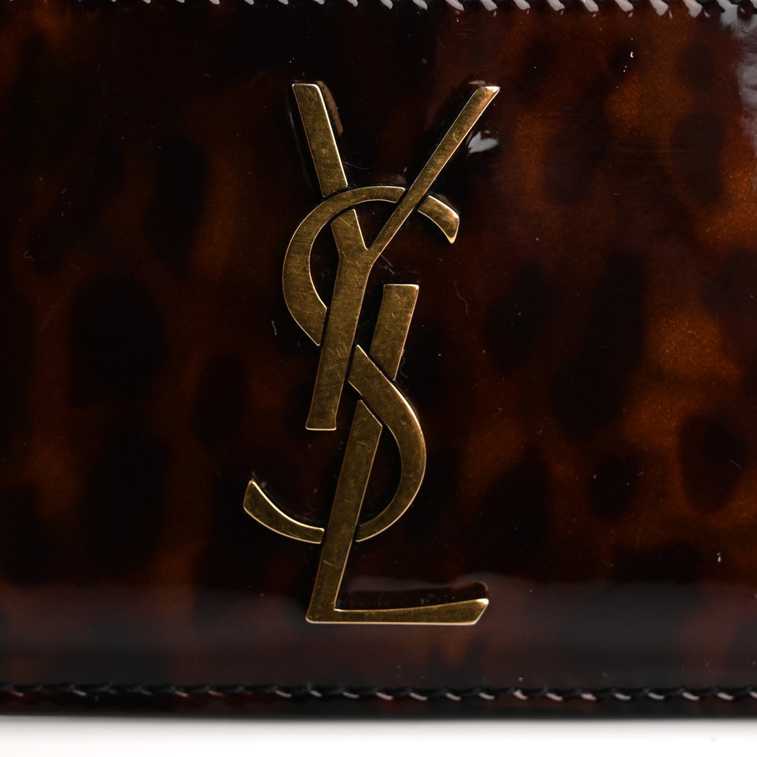 Saint Laurent Patent Monogram Credit Card Case Tortoiseshell 8 of 11