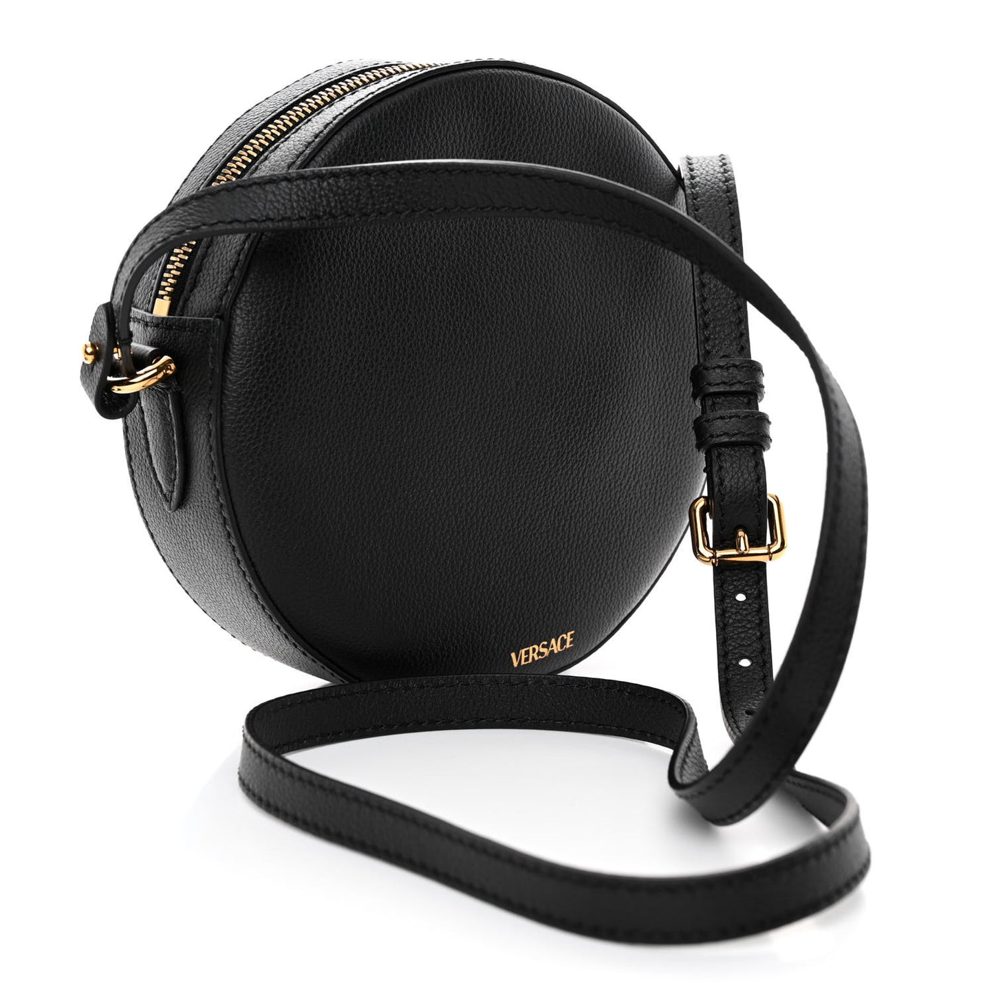 Calfskin La Medusa Round Camera Bag Black