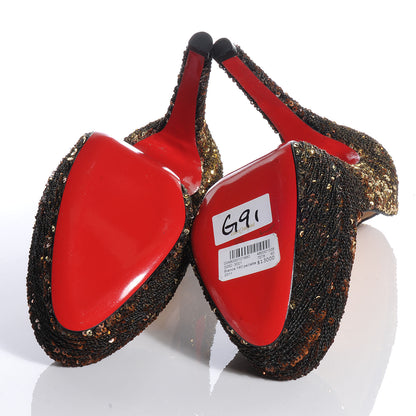 Christian Louboutin Paillette Sequin Bianca 140 Pumps 40 Gold 5 of 7