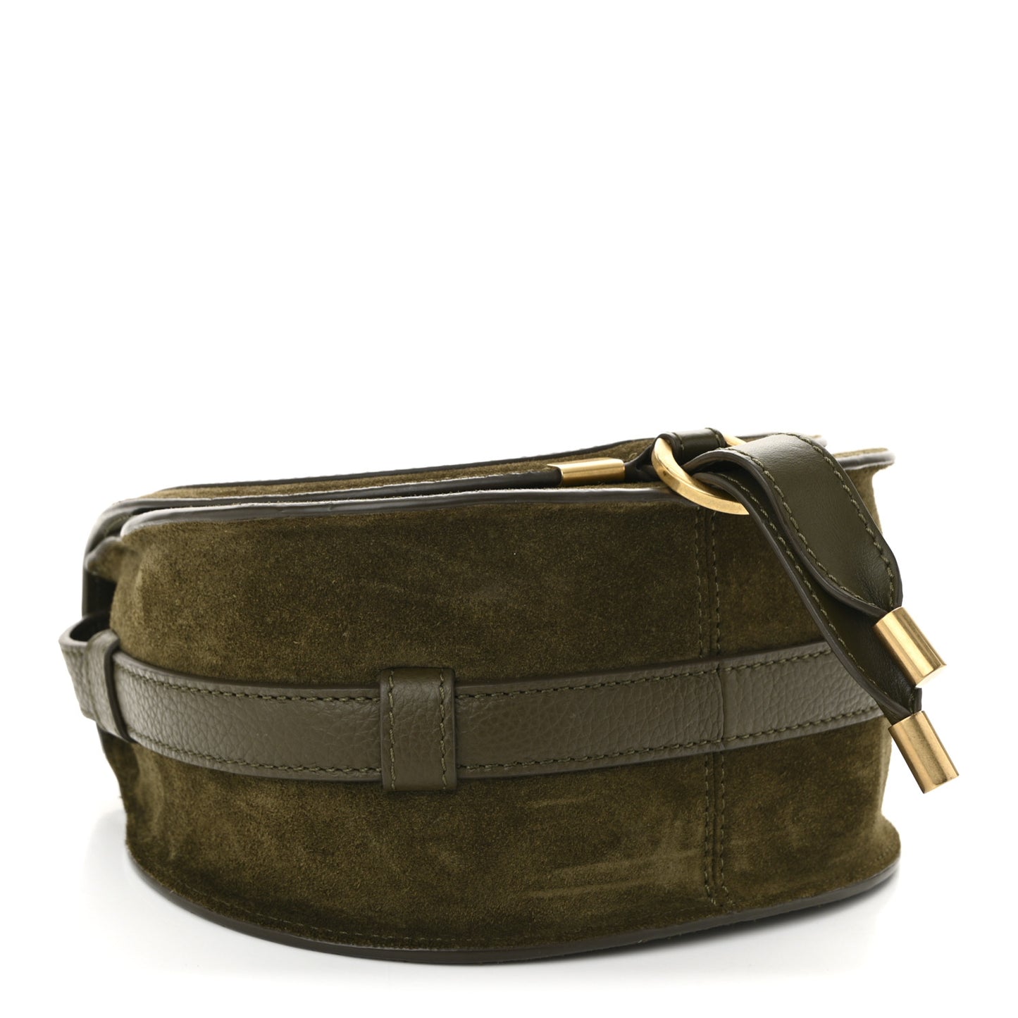 Suede Calfskin Small Marcie Saddle Bag Deep Olive
