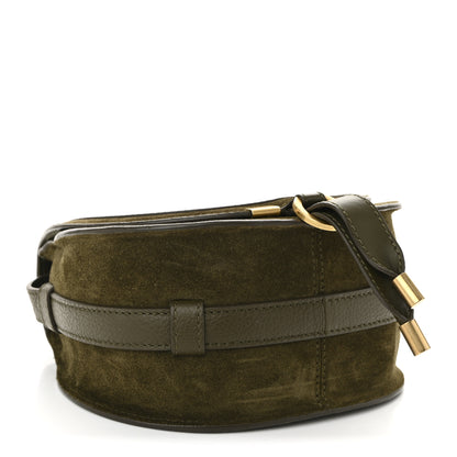 Chloe Suede Calfskin Small Marcie Saddle Bag Deep Olive 4 of 10