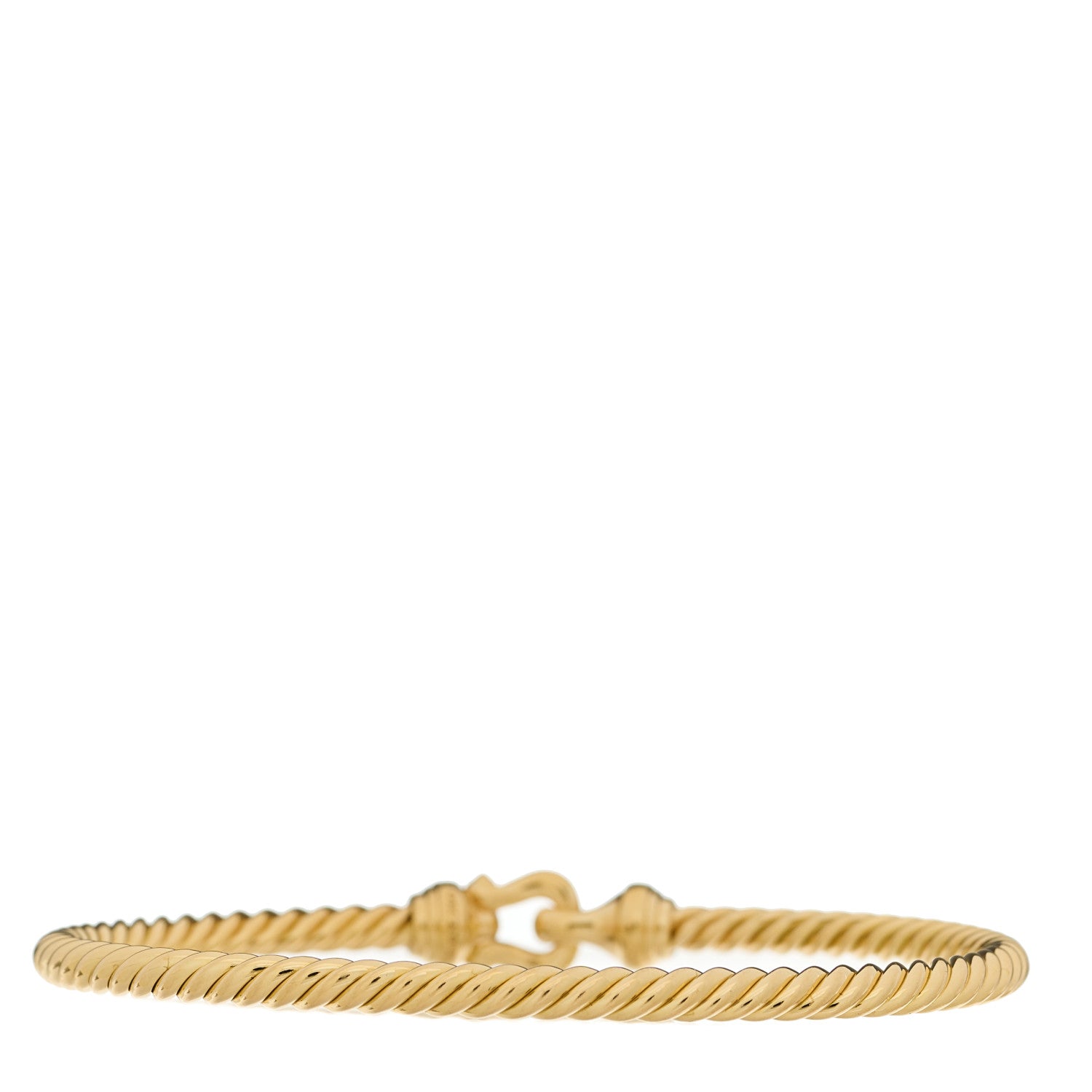 David Yurman 18K Yellow Gold Diamond 3.5mm Cable Buckle Bracelet 2 of 4