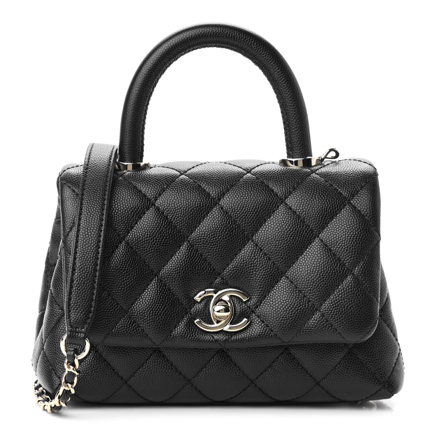 Caviar Quilted Extra Mini Coco Handle Flap Black