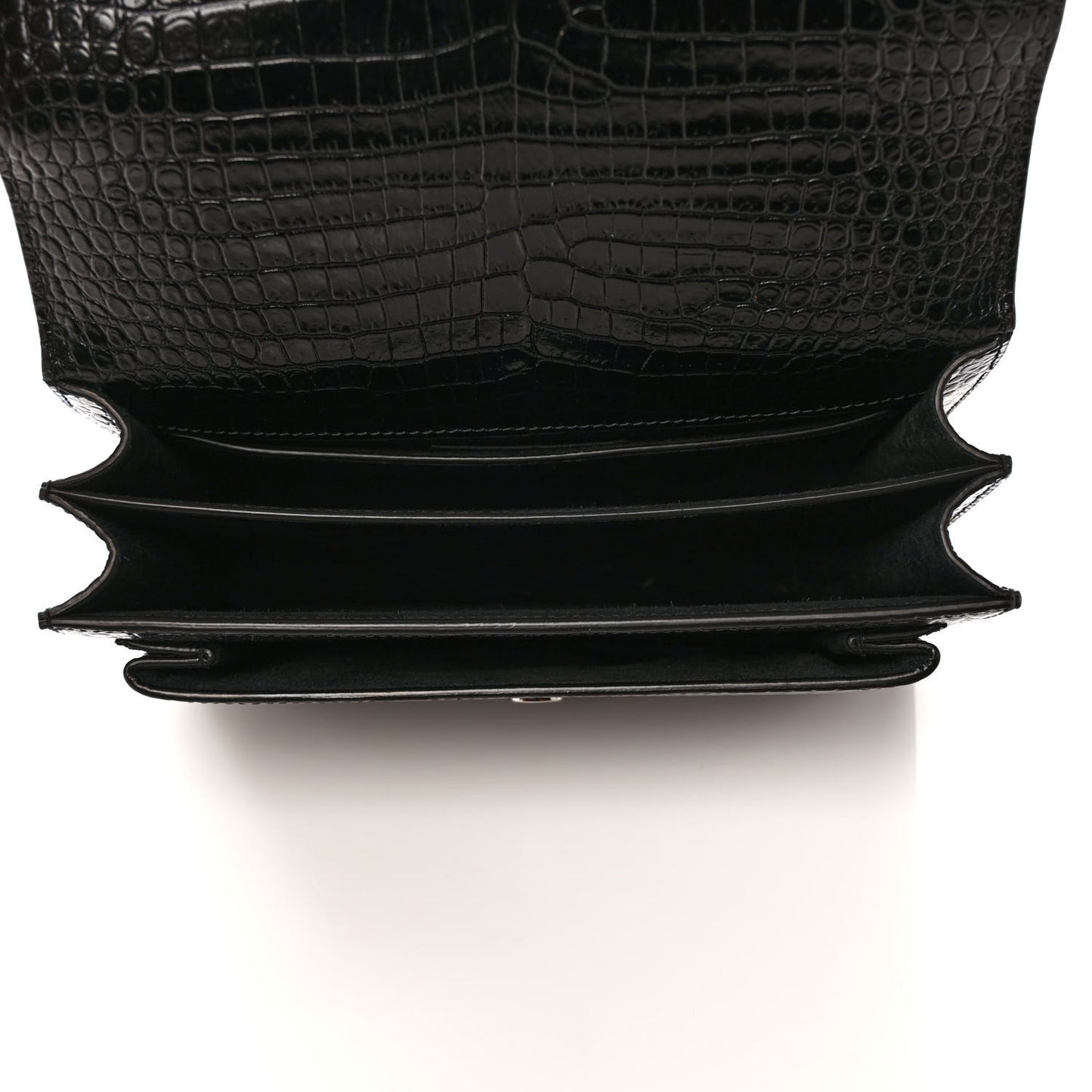 Calfskin Crocodile Embossed Medium Monochrome Monogram Sunset Black