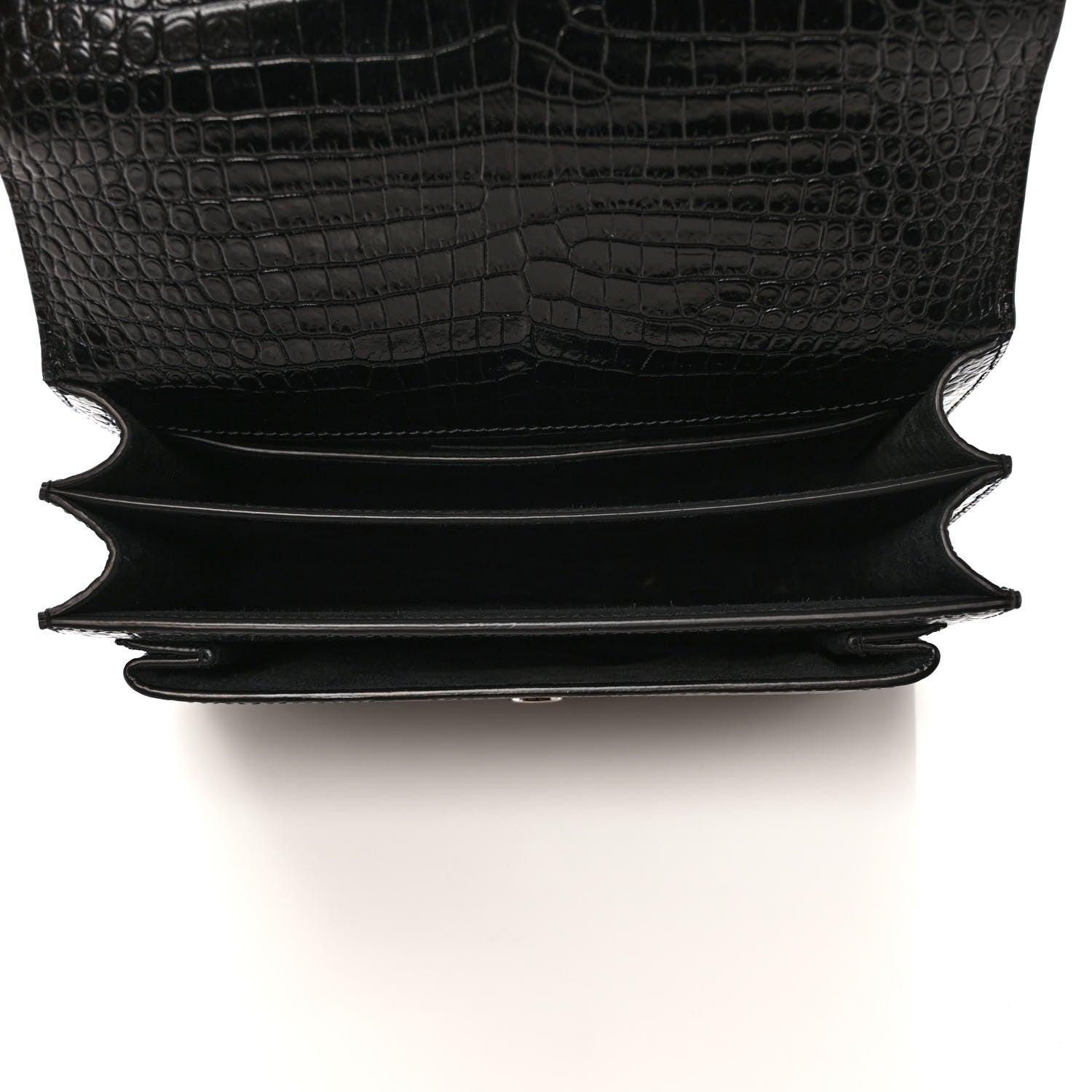 Saint Laurent Calfskin Crocodile Embossed Medium Monochrome Monogram Sunset Black 5 of 8
