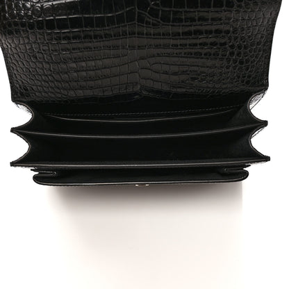Saint Laurent Calfskin Crocodile Embossed Medium Monochrome Monogram Sunset Black 5 of 8