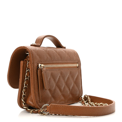 Chanel Caviar Quilted Business Affinity Clutch With Chain Flap Camel 3 of 12