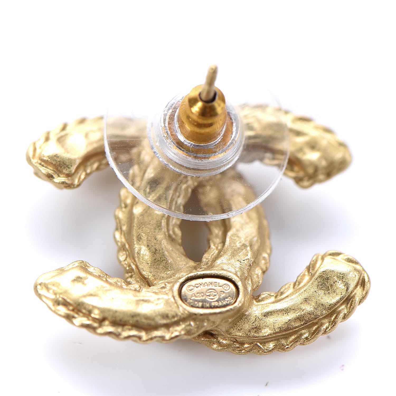 Chanel Crystal 90’s Icon CC Stud Earrings Gold 4 of 5