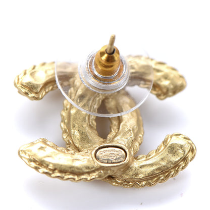 Chanel Crystal 90’s Icon CC Stud Earrings Gold 4 of 5