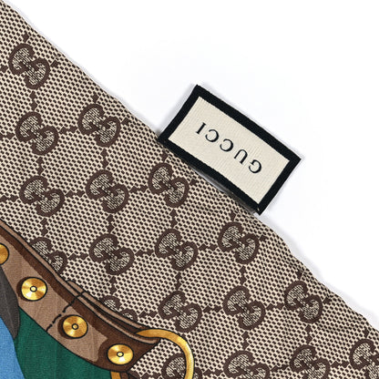 Gucci Silk Twill GG Monogram New Panshie Square Scarf Grass Green Yellow 4 of 4